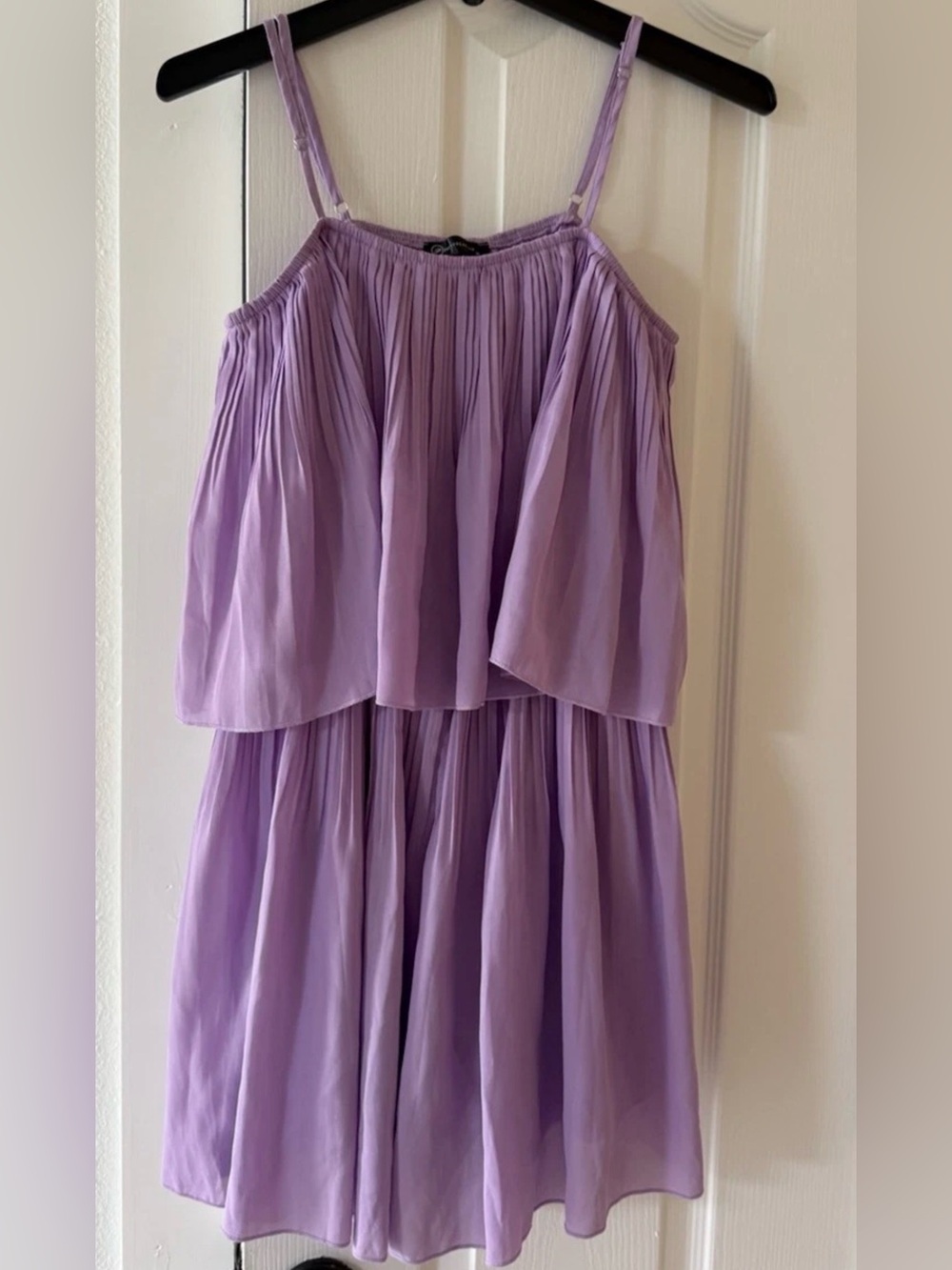 PrettyGarden Lavender Ruffle Overlay Romper Size M Flowy Pleated Shorts Dress
